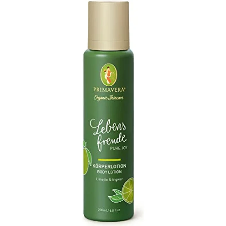PRIMAVERA Lebensfreude Körperlotion 200 ml – Bodylotion, Naturkosmetik – Limette, Ingwer Duft – schnell einziehend, pflegt, stärkt – vegan – Bild 1