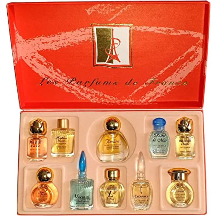 Charrier Parfums Top Ten Gift Set, 10 Miniaturen Eau de Parfum, insgesamt 57,8 ml, Damen-Duftsets, 100% Made in France