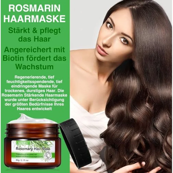 P-Beauty Rosmarin Haarmaske Set 3x60g - Intensive Haarkur für trockenes, krauses & gefärbtes Haar | Bio & vegan, Anti-Spliss, nährend und hydratisierend – Bild 2