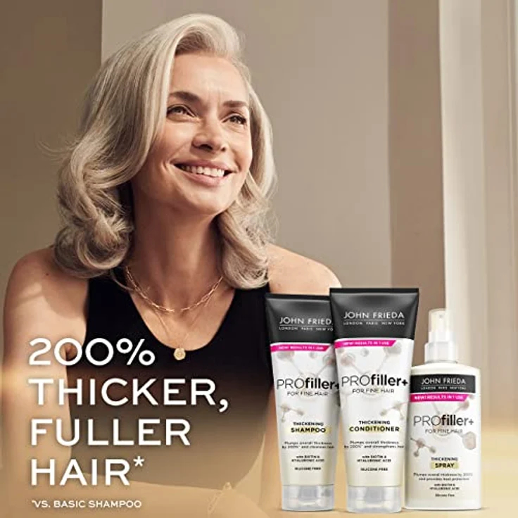 John Frieda PROfiller+ Volumenspray für feines Haar, 150 ml, veganes Haarstyling-Produkt ohne Silikone, verleiht voluminöses und kräftiges Haar – Bild 2