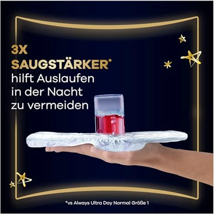 Always Ultimate Night Damenbinden (Größe 6) mit Flügeln, 54 Stück, super saugfähig, LeakGuard-Technologie, ComfortFit-System – Bild 4