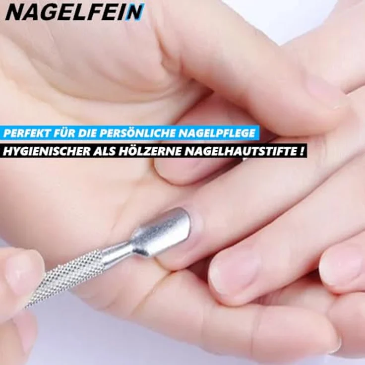 MAVURA NAGELFEIN 2in1 Nagelhautschieber und Nagelreiniger, Edelstahl-Metallschieber Hohlmeißel, Silber – Bild 3