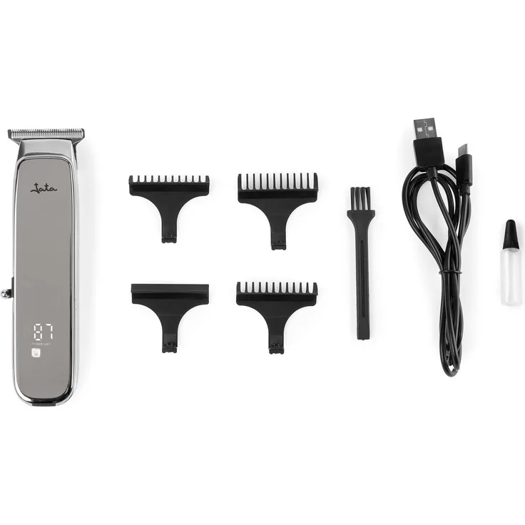 JATA JBCP3315 Herren Haarschneider und Elektrorasierer, 3 Schneideaufsätze 1-2-3mm, Lithium-Batterie mit 80 Minuten Laufzeit, kabellos und Netzbetrieb