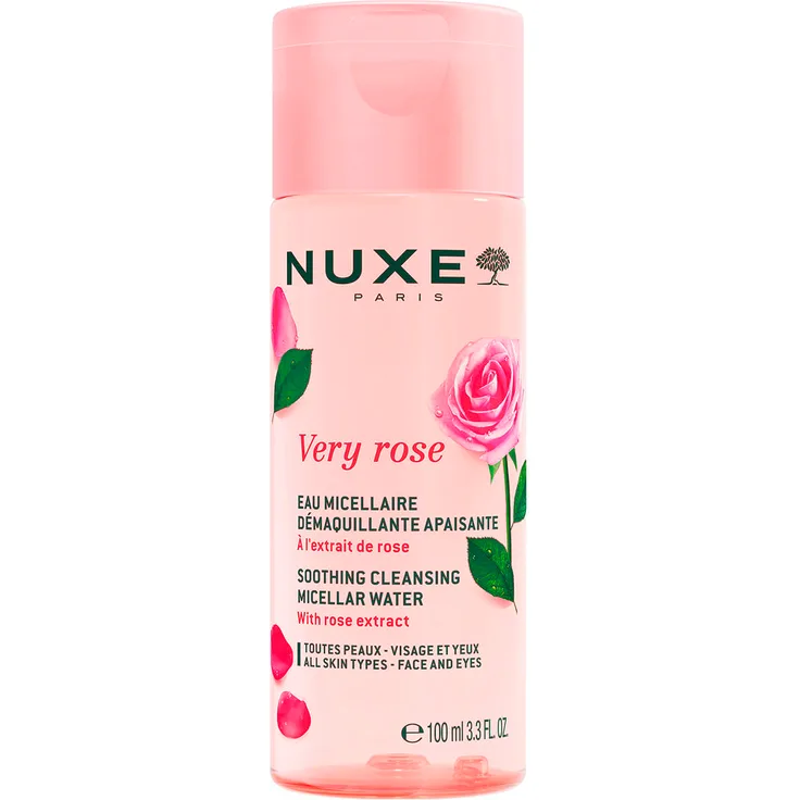 NUXE Very Rose Mizellenwasser 100 ml, beruhigende Gesichtsreinigung mit 99% natürlichen Inhaltsstoffen und Rosenextrakt