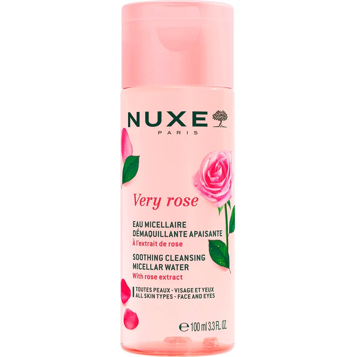 NUXE Very Rose Mizellenwasser 100 ml, beruhigende Gesichtsreinigung mit 99% natürlichen Inhaltsstoffen und Rosenextrakt