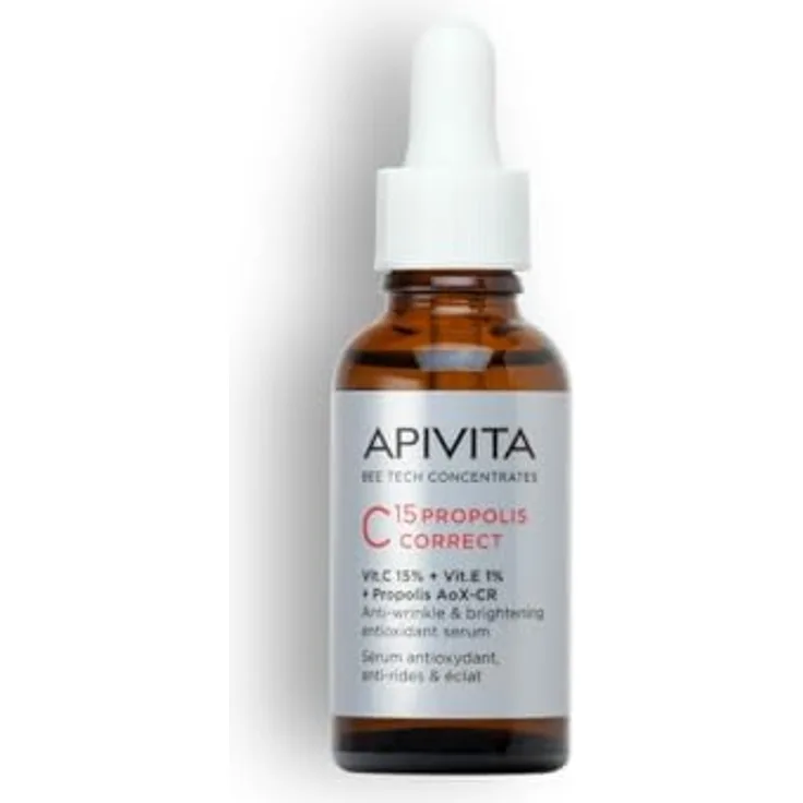 Apivita Bee Tech Concentrates C15 Propolis Correct Serum, Anti-Aging Gesichtsserum mit 15% Propolis und Vitamin C, 30ml