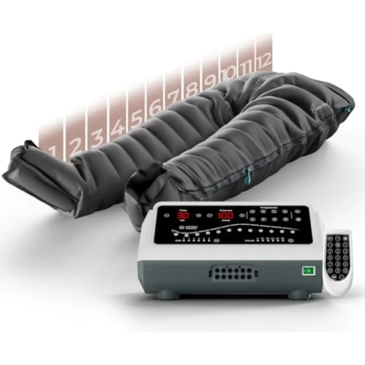 Venen Engel 12 Lymph-Flow Pants, Hosenmanschette mit 12 Luftkammern, 8 Massageprogrammen, Unterstützung der manuellen Lymphdrainage, Reduzierung von Cellulite, individuell einstellbarer Druck und Zeit – Bild 1