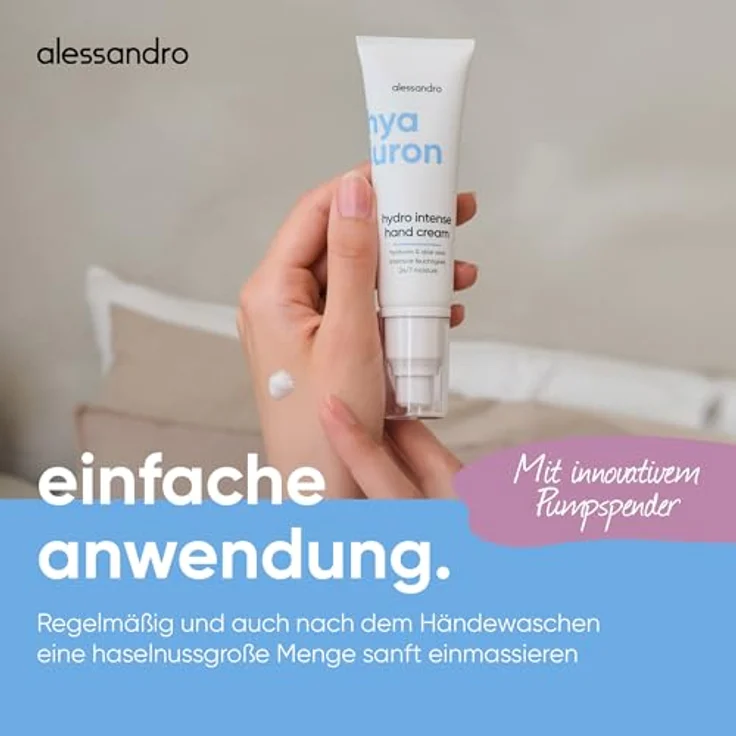 alessandro Hyaluron Hydro Intense Hand Cream, intensiv pflegende Handcreme mit Hyaluron & Aloe Vera, schnell einziehend, für normale & trockene Haut, vegan, 50 ml – Bild 5