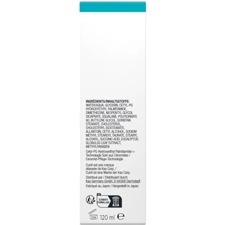 Curél Leichtes Feuchtigkeitsfluid, Intensive Pflege für trockene, empfindliche Haut, 120ml mit Ceramiden, pH neutral, ohne Farbstoffe und Duftstoffe – Bild 5