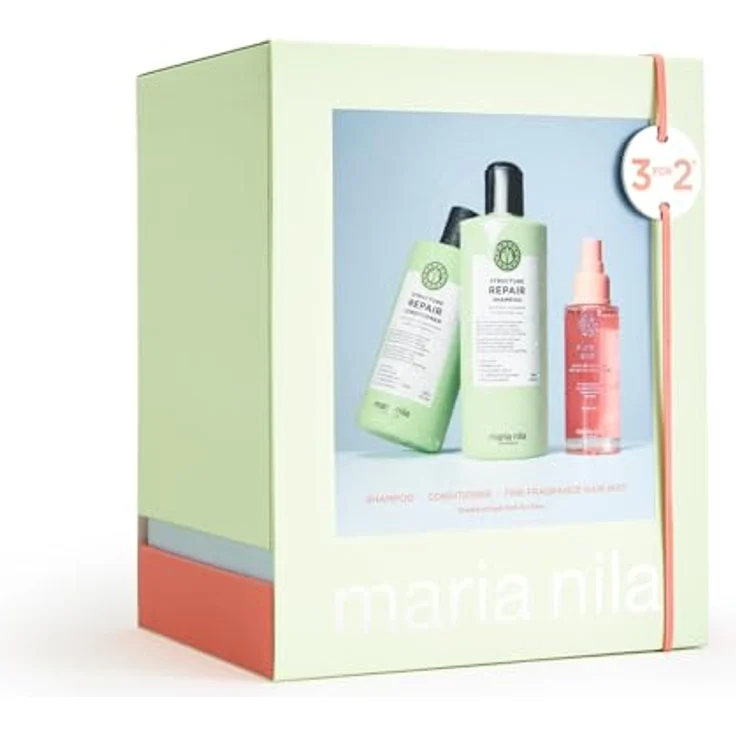 Maria Nila Holiday Box Structure Repair, Pflegeset für geschädigtes Haar – Shampoo, Conditioner & Maske – vegan, stärkt, repariert & spendet Feuchtigkeit – Bild 1