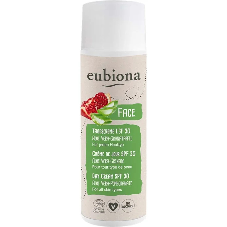 Eubiona Tagescreme LSF 30 mit Aloe Vera und Granatapfel, feuchtigkeitsspendend und schützend, 50 ml