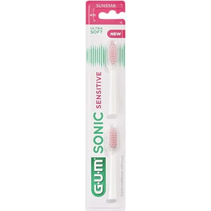 GUM Sonic Sensitive 2 Bürstenköpfe, ultraweich für elektrische Zahnbürste, langlebig gefertigt