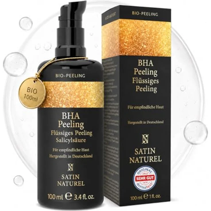 Satin Naturel Salicylsäure (BHA) Liquid Peeling 100ml – mit Bio Aloe Vera, vegan, sanfte Gesichtsreinigung & Exfoliant für strahlende Haut – Bild 1