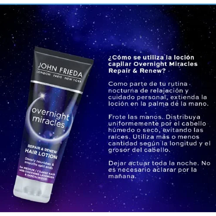 John Frieda Overnight Miracles Repair & Renew Leave In Lotion Haarmaske, 100 ml – Bild 2