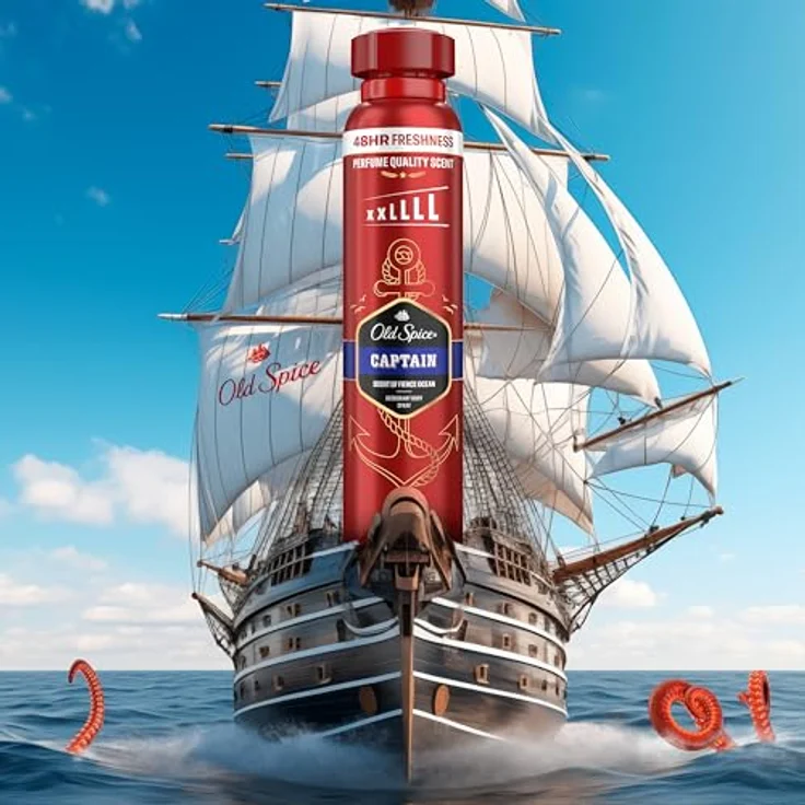 Old Spice Captain Deodorant Bodyspray für Männer, 250ml, 48H Frische, Parfümqualität, 0% Aluminiumsalze, Schwarz & Weiss keine Flecken – Bild 5