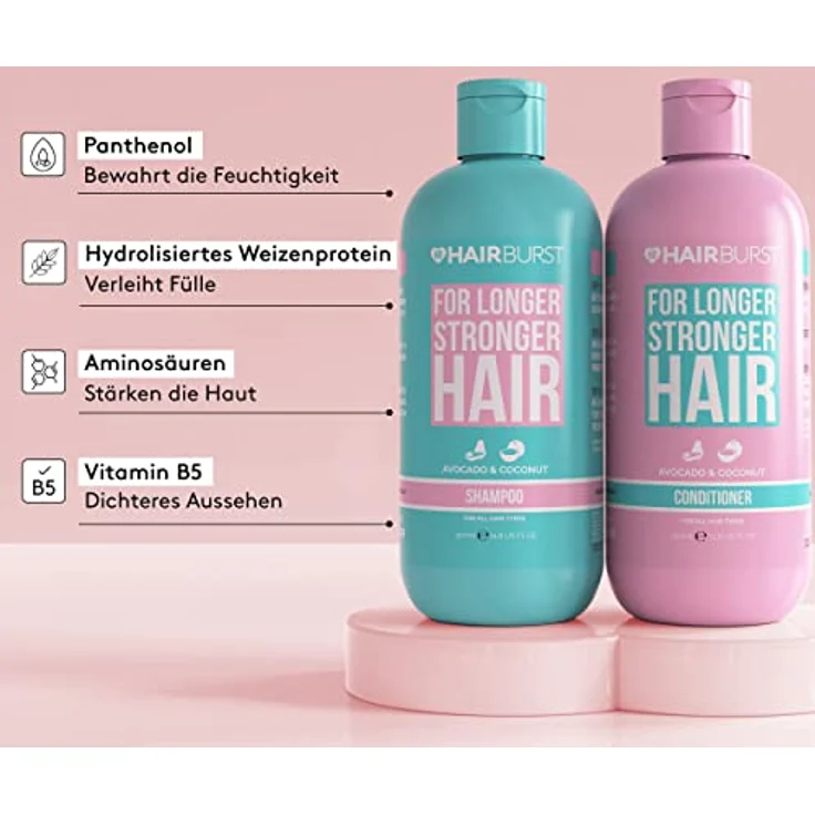 Hairburst Shampoo & Conditioner Set für länger & stärkere Haare, 2 x 350 ml, vegan, flüssig – Bild 3