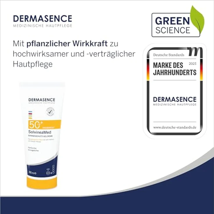 DERMASENCE SolvineaMed Sonnenschutz-Gelcreme LSF50plus, 200 ml - Wasserfest, für allergische Haut, ölfrei, UVA- und UVB-Schutz, hypoallergen – Bild 5