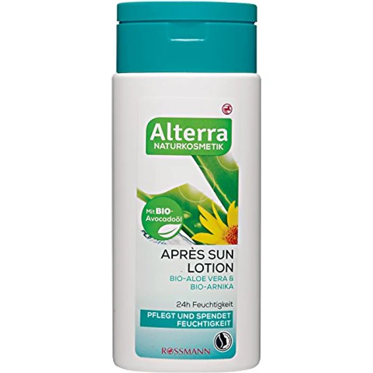 Alterra Après Sun Lotion Bio-Aloe Vera & Bio-Arnika 200 ml mit Bio-Avovadoöl, 24h Feuchtigkeit, pflegt & spendet Feuchtigkeit, zertifizierte Naturkosmetik, vegan