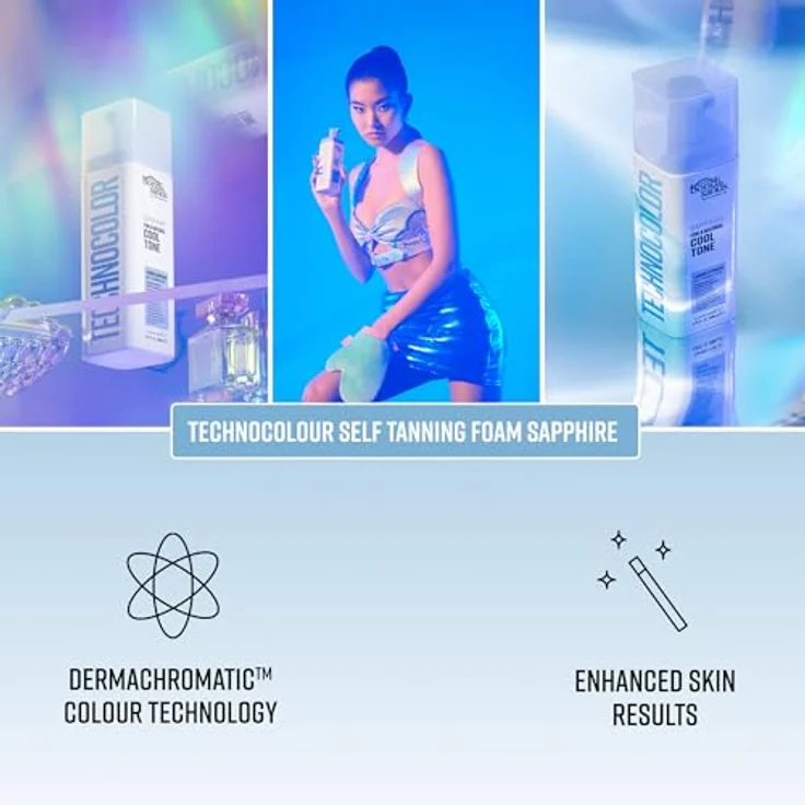 Bondi Sands Technocolor Sapphire Selbstbräunungsschaum, Farbton Cool Natural, 200 ml, schnell einziehend, feuchtigkeitsspendend, natürlicher Bräunungseffekt – Bild 3