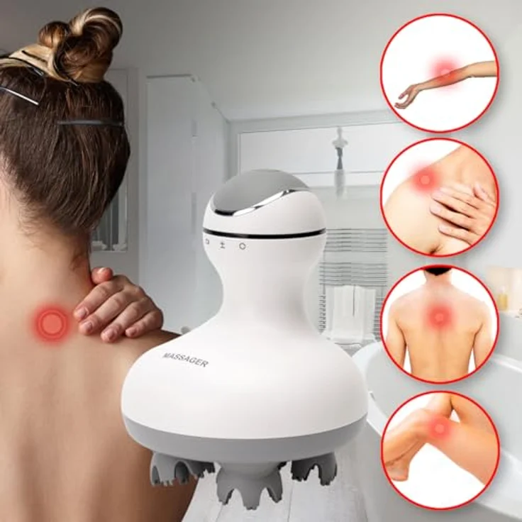 Casativo Massagegerät 3D Kopf- & Körper-Massagegerät, 4 Massageköpfe, mobil, Akku, ölbeständig, IPX7, bis zu 2,5 Std. Laufzeit – Bild 5