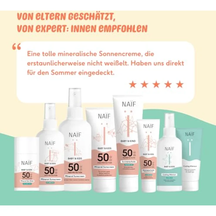 Naïf Kühlendes Aftersun-Spray für Baby & Kind - 0% Parfüm - Beruhigt und kühlt die Haut - Ohne Mikroplastik, Mineralöle oder Silikone - Dermatologisch Getestet - Vegan - 175ML – Bild 5