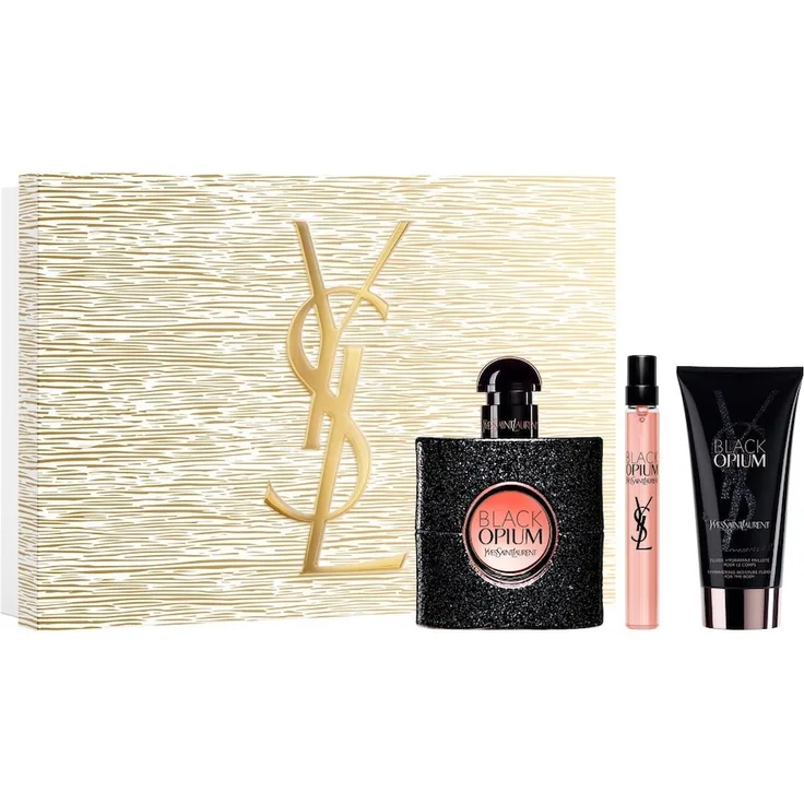 Yves Saint Laurent Black Opium EDP 90ml + Body Lotion, Duftset für Damen, provokant und rebellious