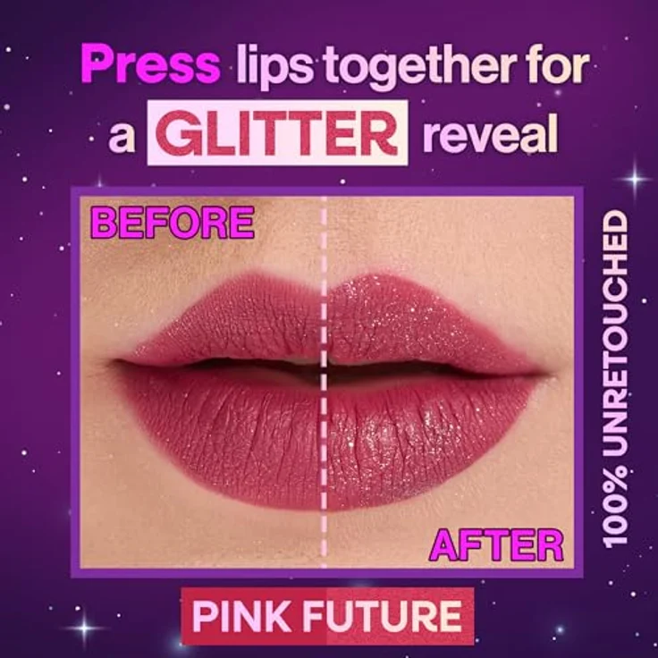 Wet n Wild Mega Glitter Matter, Flüssig-Lippenstift mit Glitzerteilchen, Farbton Pink Future, 2.8 ml, mattes Finish, hochpigmentiert, vegan – Bild 3