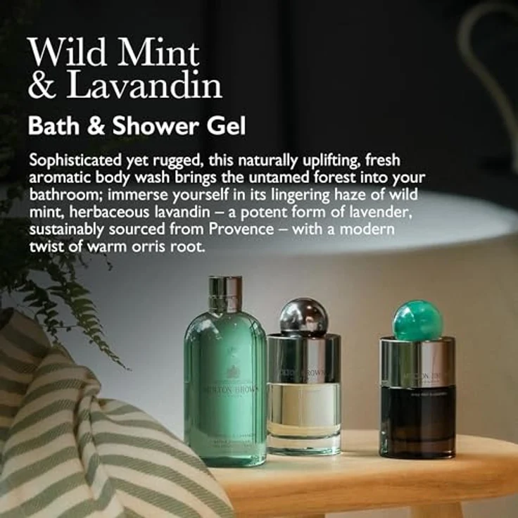 Molton Brown Wild Mint & Lavandin Bade- und Duschgel 300 ml, erfrischendes und aromatisches Duschgel mit Minze und Lavandin – Bild 3