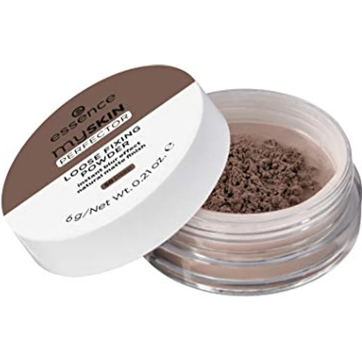 essence my SKIN PERFECTOR LOOSE FIXING POWDER, Puder, Nr. 50 Deep, braun, für Mischhaut, porenverfeinernd, glättend, weichzeichnend, fixierend, mattierend, natürlich, vegan, ohne Parfüm (6g)