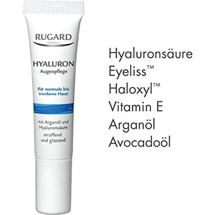 RUGARD Hyaluron Augenpflege: Augencreme gegen Augenringe, Tränensäcke & Fältchen, mit Hyaluronsäure und Vitamin E, 15ml – Bild 3