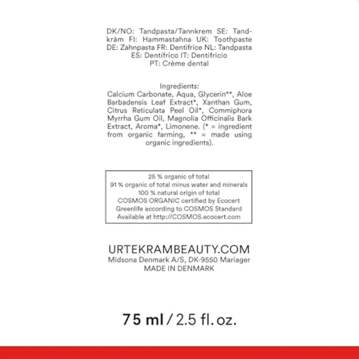 Urtekram Aloe Vera Toothpaste 75ml – Bild 3