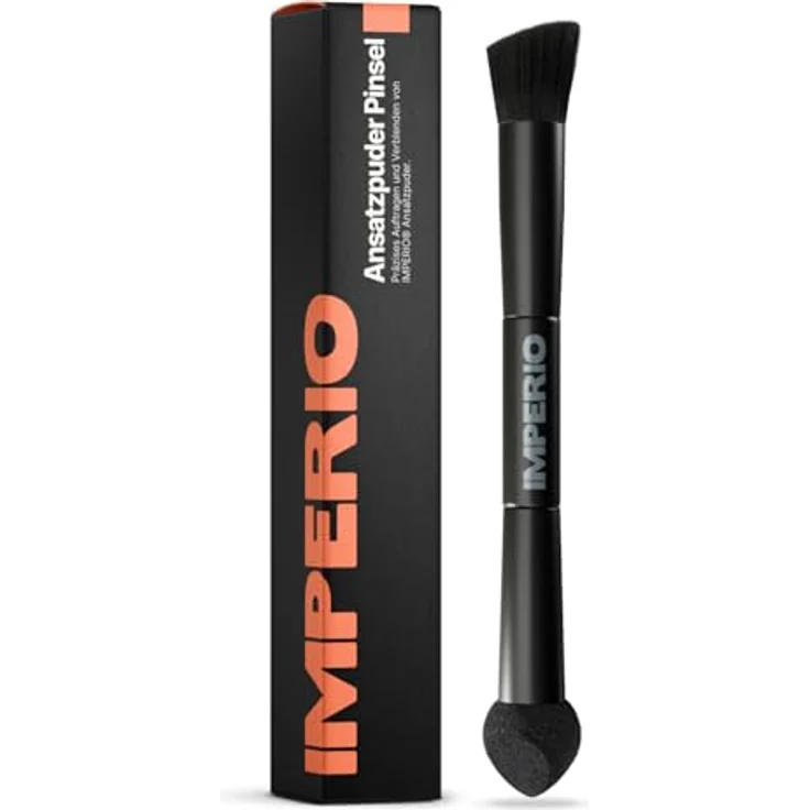 IMPERIO 2in1 Ansatzpuder-Pinsel, ergonomischer Applikator für präzises Auftragen & Verblenden von Ansatzpuder, vegan – Bild 1