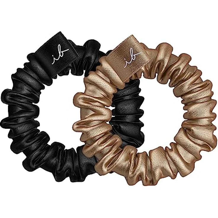 invisibobble Sprunchie Slim Schwarz Gold I 2x Stoff Haargummis gold schwarz für Mädchen & Damen I kein verknoten, starker Halt, haarschonend I Scrunchie Haargummi designed im Herzen Münchens – Bild 2