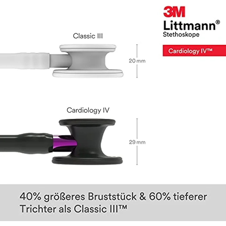 Littmann Cardiology IV Diagnostic Stethoskop Black Edition violetter Schlauchanschluss 1 Stück - Preisvergleich – Bild 4
