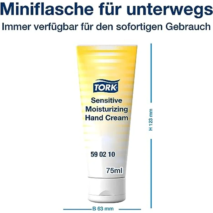Tork feuchtigkeitsspendende Handcreme parfümfrei, 75 ml, dermatologisch getestet für sensible Haut, weiß – Bild 5