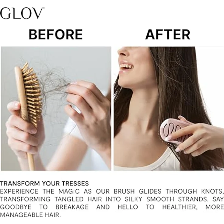 GLOV SMOOTH GLIDE Detangling Hair Brush, Entwirrungsbürste aus Weizenstroh, ergonomisch und kompakt – Bild 3