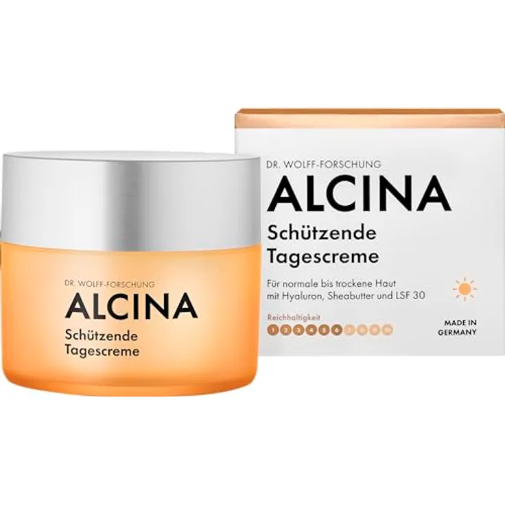 ALCINA Schützende Tagescreme LSF 30-1 x 50 ml - Mit Hyaluron und Sheabutter, schützt vor sonnenbedingten Pigmentflecken