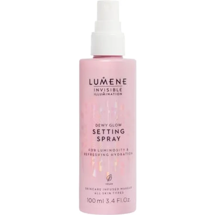 Lumene Invisible Illumination Dewy Glow Setting Spray, feuchtigkeitsspendendes Fixing Spray mit nordischem Weidenröschen und Algen, schwerelos