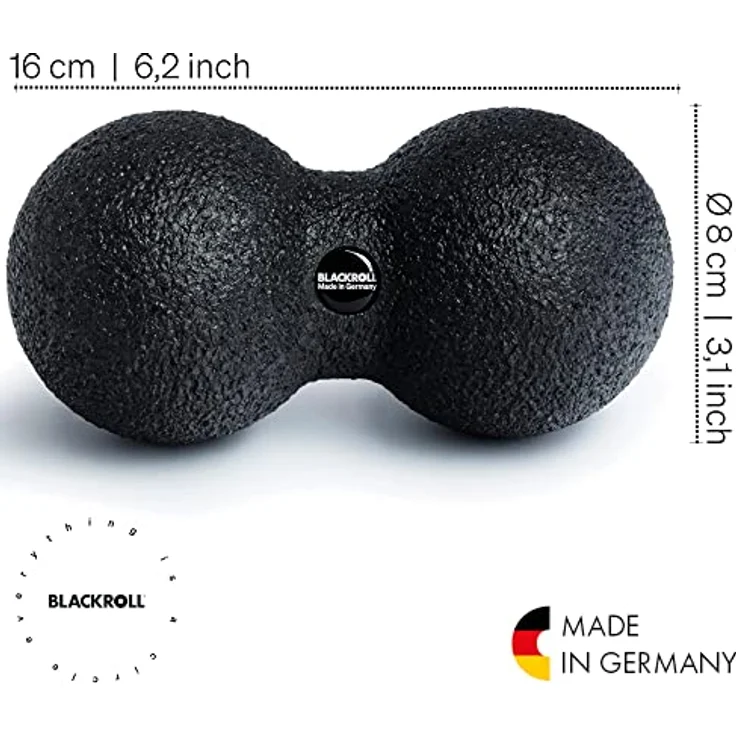 Blackroll Massageball Faszienball Duo Ball, Strukturierte Oberfläche, Hautfreundlich, Geruchlos, Schwarz, 8 cm Durchmesser – Bild 2
