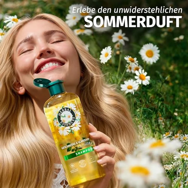 Herbal Essences Geschmeidig & Glänzend Shampoo mit Kamille, 350ml, vegan, silikonfrei, 96% natürlichen Ursprungs, für seidig-glänzendes Haar – Bild 2