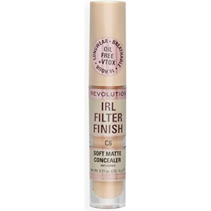 Makeup Revolution, IRL Filter Finish Concealer, Mittlere bis volle Deckkraft, C6, 6g