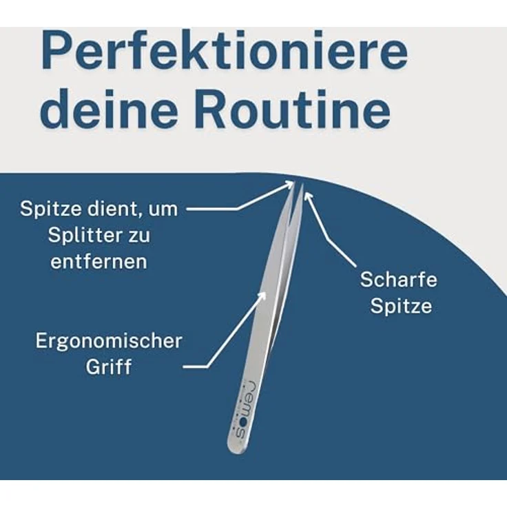 remos professional body care REMOS Splitterpinzette - Edelstahl [INOX] rostfrei 9.5 cm, feine Spitze satin, präzise für Splitter und eingewachsene Härchen – Bild 3