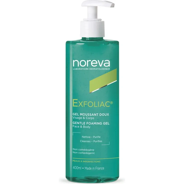 Noreva Exfoliac Reinigungsgel mild, 400 ml Gel zur porentiefen Reinigung ohne Talgproduktion anzuregen