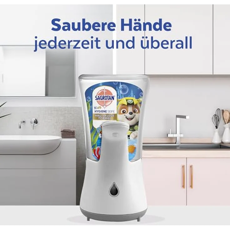 Sagrotan No-Touch Kids Hygiene Seife Starter-Set - Automatischer Seifenspender Kamille, 250 ml Handseife – Bild 5