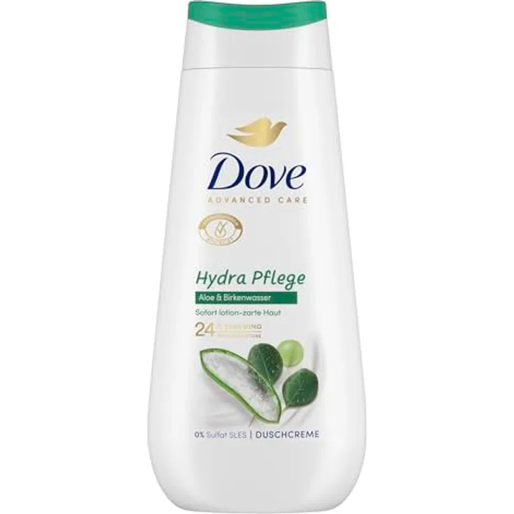 Dove Advanced Care Duschcreme Hydra Pflege mit 24h Renewing MicroMoisture für sofort lotion-zarte Haut 225 ml, mit Aloe und Birkenwasser