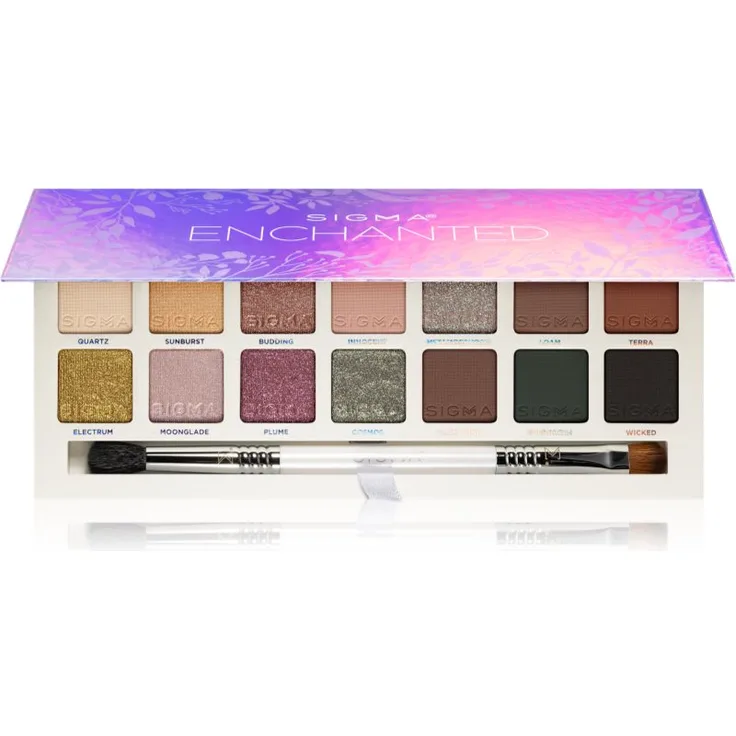 Sigma Beauty Enchanted Eyeshadow Palette, Lidschatten-Palette mit 12 hochpigmentierten Farben und Glitzer- sowie Metallic-Effekten, 19,3 g