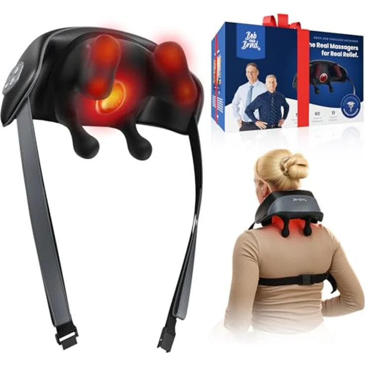 BOB AND BRAD iNeck Pro 4D Shiatsu Nackenmassagegerät mit Wärme, kabelloses Gerät, 2 Massage- & Temperatur-Stufen, tragbar, flüsterleise, für Nacken und Schultern – Bild 1