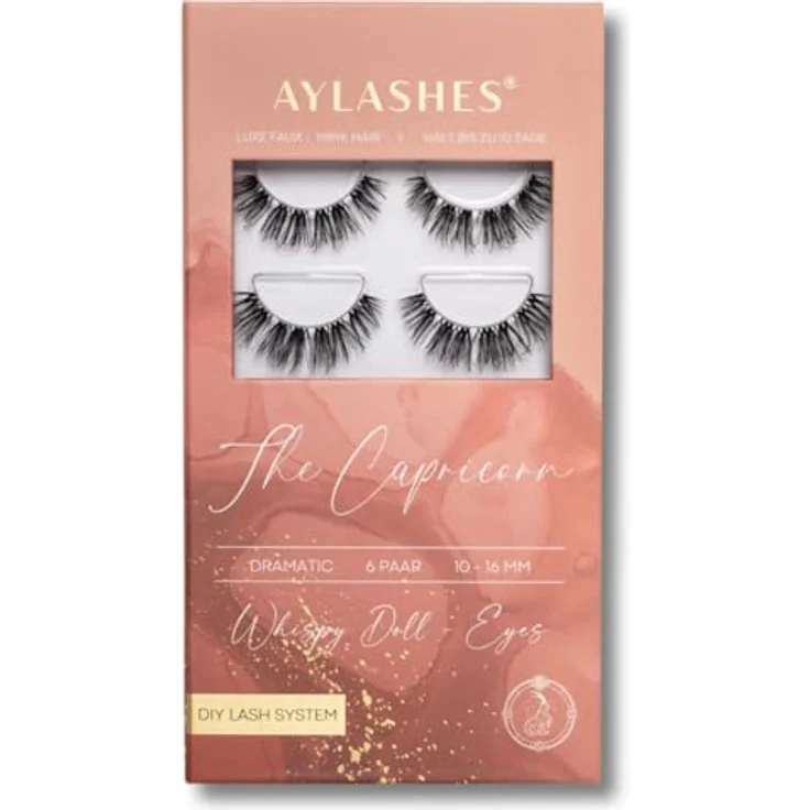 AYLASHES Limited Edition The Capricorn DIY Wimpernextensions, 6 Paar Wimpern für zu Hause, 10–16 mm Länge, C-Curl, bis zu 7 Tage Halt, handgefertigt, tierversuchsfrei – Bild 1