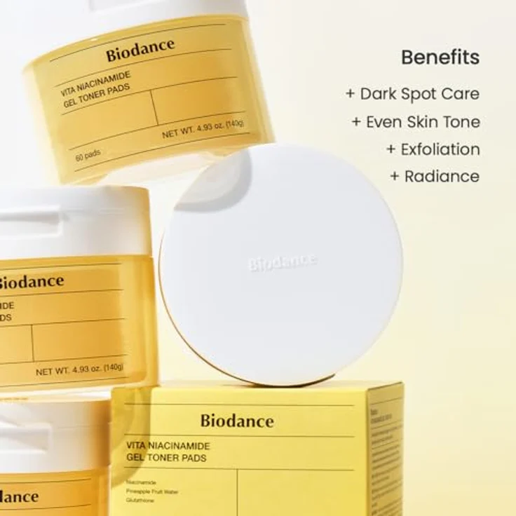 BIODANCE Vita Niacinamid-Gel-Tonik-Pads, Fleckenkorrektor und sanftes Peeling für vereinheitlichten Hautton, 140 g, 60 Pads – Bild 4