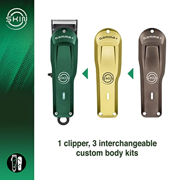 Gamma Piu GAMMAPIU' Skin Bulk Balding Clipper Professional Men's Hair Clipper Super Trimmer Rotating Motor Adjustable Blade 45mm Zero-Gap 2 Hours Cordless Runtime 3 Covers 5 Combs, DLC Black Diamond Carbon Blade, Red – Bild 4